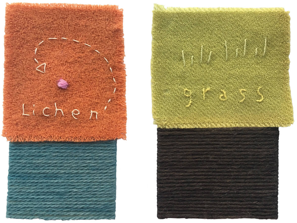 Textile samples - Lichen and grass