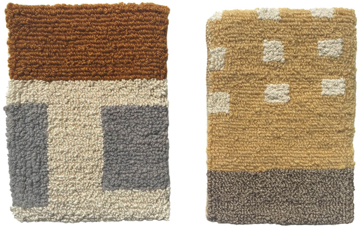 Wool rug maquettes – grey, brown, white & beige blocks